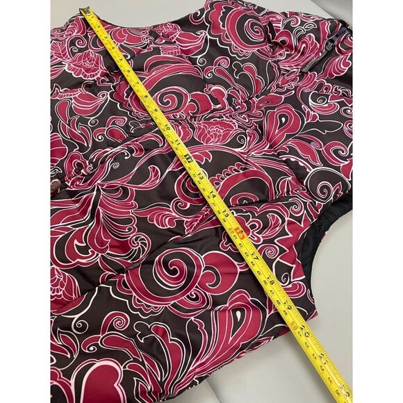 Athleta‎ Down Filled Puffer Vest Coat Womens size Large Paisley Boho Pink Winter - Picture 7 of 11